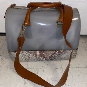 Rare Blue Candy Jelly & Snakeskin Furla Hand Bag